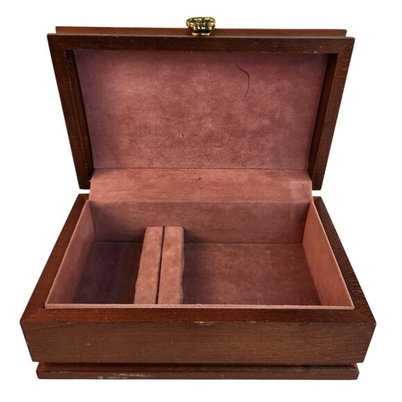 Thill’s Jewel Box Wooden Jewelry Organizer Vintage Brown W/ Pink Lining Storage - Picture 14 of 16